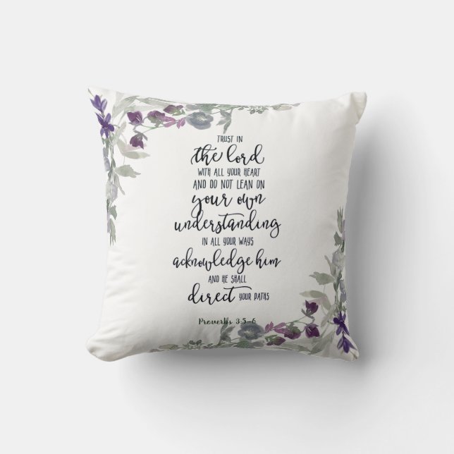 Coussin Confiance dans le Seigneur floral  (Recto)