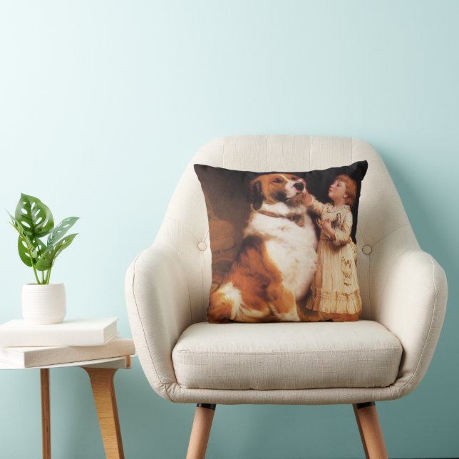 Coussin Confiance par Charles Burton Barber, Chien Saint-B (Chaise)