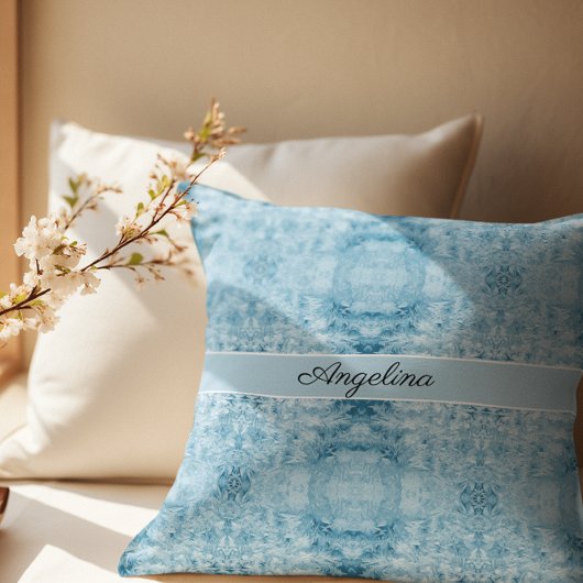 Coussin Confort Arctique | Motif Plume Bleu et Blanc