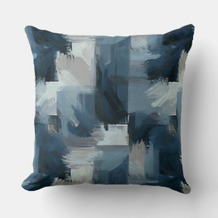 Coussin Confort Contemporain : Abstrait Gris et Bleu 