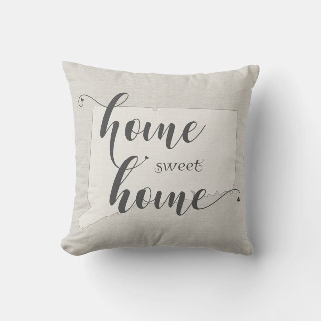 Coussin Connecticut - Home Sweet Home burlap look (Recto)