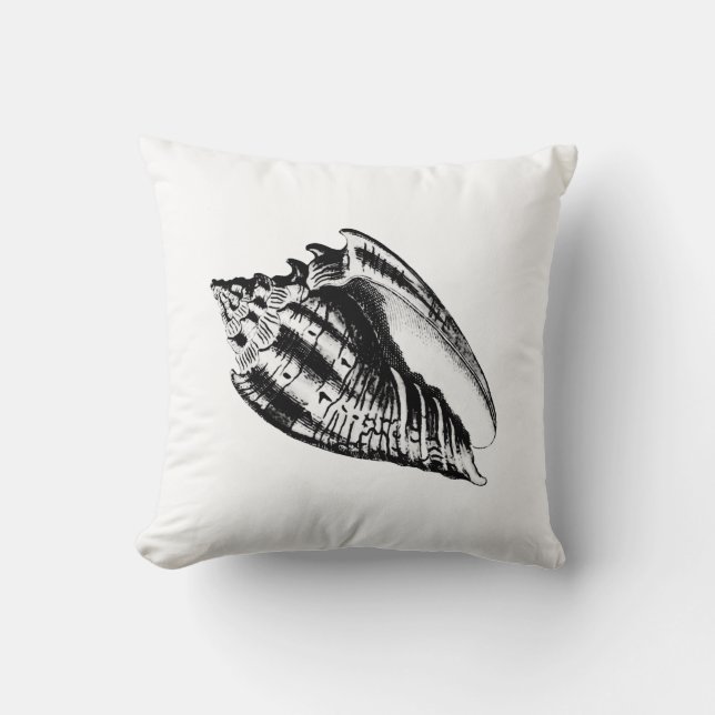 Coussin Conque Shell - noir et blanc (Recto)