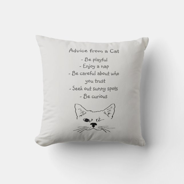 Coussin Conseils de Winking Cat amusant Humour animal (Recto)