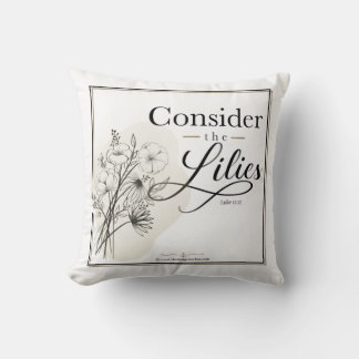 Coussin Considérez les lis – Luc 12:27 Neutre Chrétien
