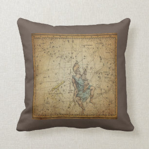 Coussin Constellation Auriga vintage Star Chart sur Brown