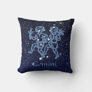 Coussin Constellation des Gémeaux et signe du zodiaque ave