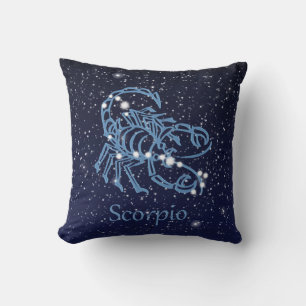 Coussin Constellation du Scorpion et signe du zodiaque ave