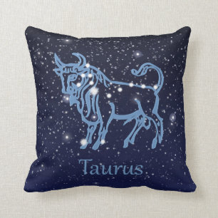 Coussin Constellation du Taureau et signe du zodiaque avec