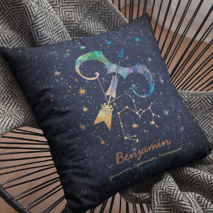 Coussin Constellation Sagittaire Zodiaque Galaxie Aquarell