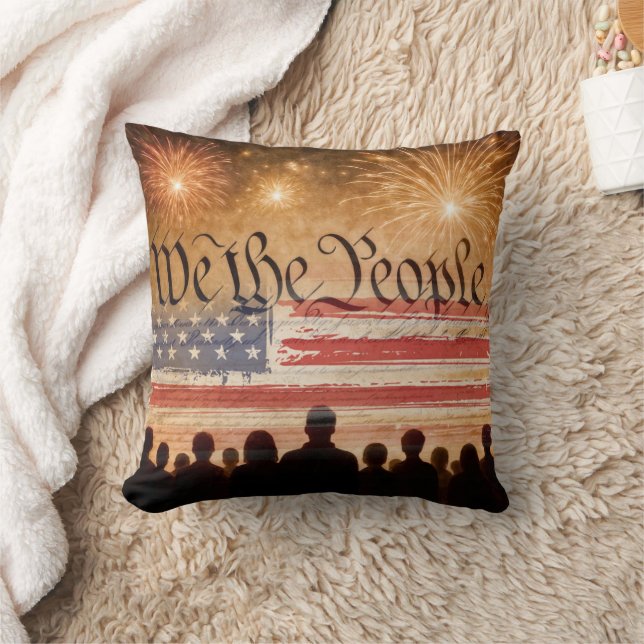 Coussin Constitution des États-Unis avec feux d'artifice e (Couverture)