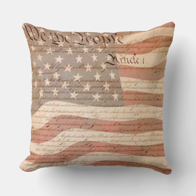 Coussin Constitution et drapeau américain Patriotic (Recto)