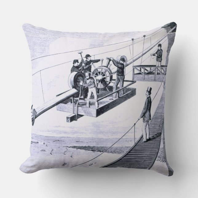 Coussin Construction de pont de Brooklyn, New York (litho) (Recto)
