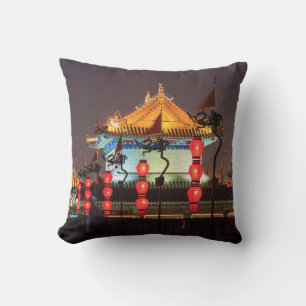 Coussin Construction du mur d'enceinte la nuit