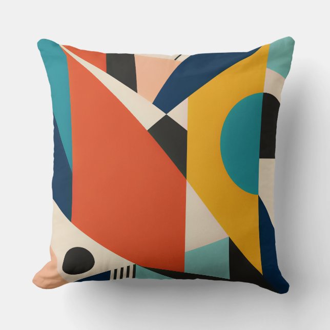 Coussin Constructivist Teal Orange Geometric Abstract (Recto)