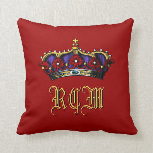 Coussin Contact majestueux de monogramme de couronne rouge