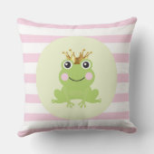 Coussin Conte de fées grenouille prince rose rayures (Verso)