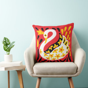 Coussin Conte fée de style russe Swan royal couronné
