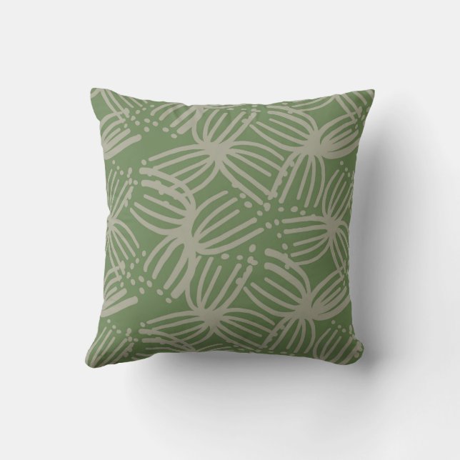 Coussin Contemporain abstrait floral lime vert foncé été (Verso)