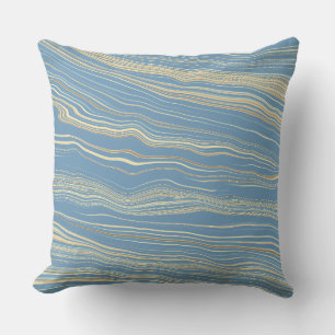 Coussin Contemporain bleu ardoise, marron, motif toile de