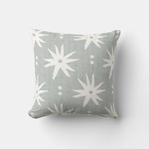 Coussin Contemporain bleu sauge étoiles païennes géométriq