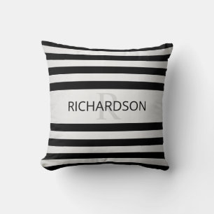 Coussin Contemporain Faux Argent Ombre Rayures & Noir