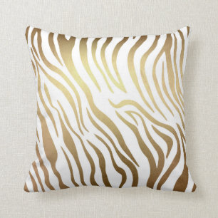 Coussin Contemporain Golden White Zebra Safari peau