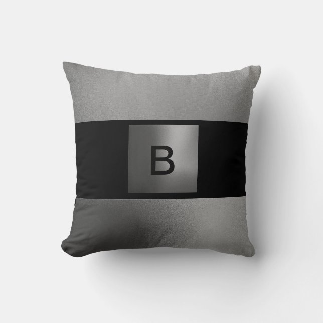 Coussin contemporain noir gris-blanc (Recto)