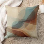 Coussin Contemporary Blue Rusty Brown Beige Abstract Print (Couverture)