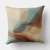 Coussin Contemporary Blue Rusty Brown Beige Abstract Print (Verso)