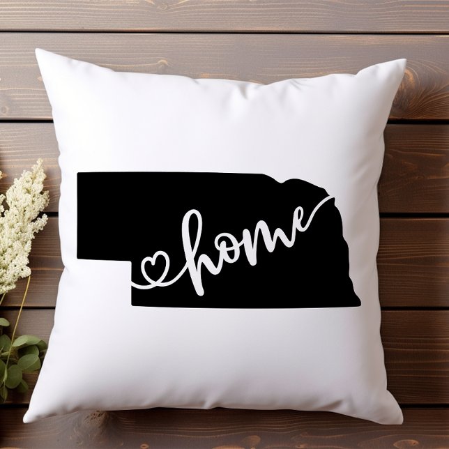 Coussin Contour du cœur de l'État d'origine Nebraska  (Créateur téléchargé)
