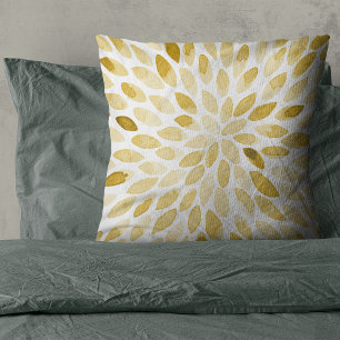 Coussin Contours de brosse jaune aquarelle