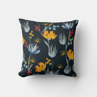 Coussin Contraste Brush Floral : Noir sans joint