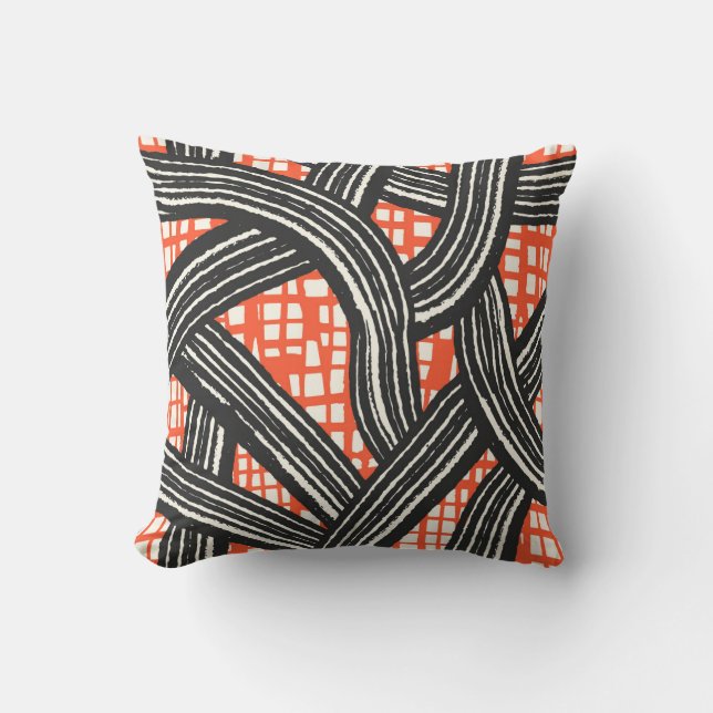 Coussin Contraste lignes rouge noir - Japandi (Recto)
