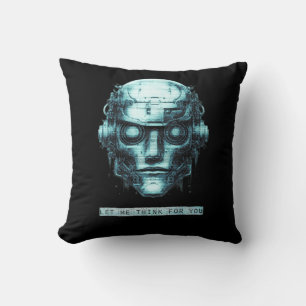 Coussin Contrôle de l'esprit Cyberpunk Robot Blue Grunge