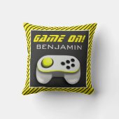 Coussin Contrôleur de jeu vidéo jaune et blanc Salle pour (Verso)