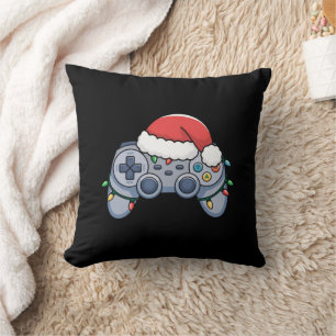 Coussin Contrôleur de jeu vidéo Noël Santa Hat Gamer