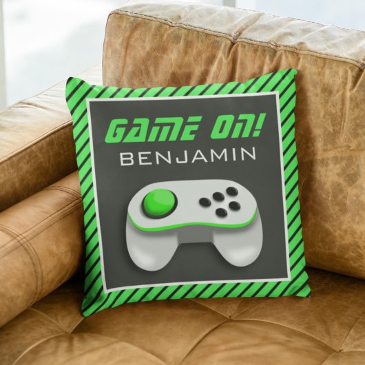 Coussin Contrôleur de jeu vidéo vert et blanc Salle pour e