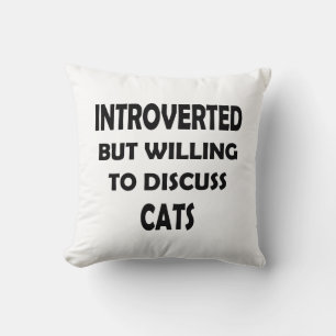 Coussin Conversations Drôle De Chat - Introverti Mais Volo