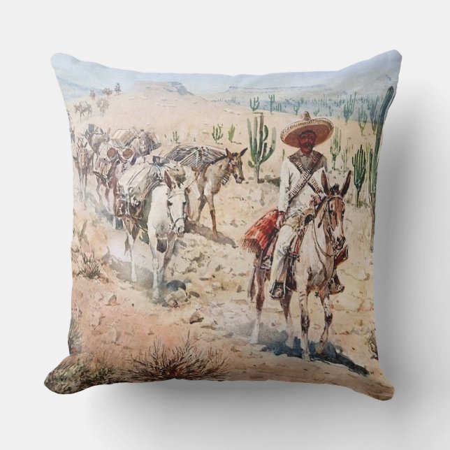 Coussin “Convoi de paquet Vaquero” par Edward Borein (Recto)
