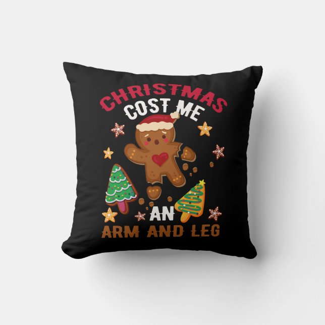Coussin Cookie Gingerbread Blessé Noël M'A Coûté Un Bras U (Recto)