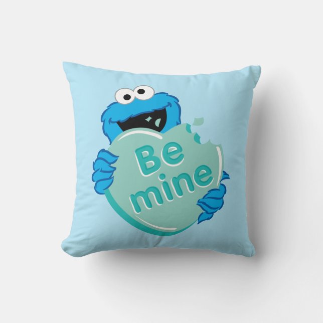 Coussin Cookie Monster "Be Mine" Candy Saint-Valentin (Recto)