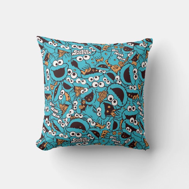 Coussin Cookie Monster | Nom Nom Nom Motif (Recto)