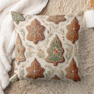 Coussin Cookies en pain d'épices - Arbres de Noël & Étoile