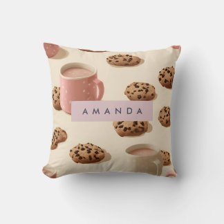 Coussin Cookies et lait Cute Pastel personnalisés
