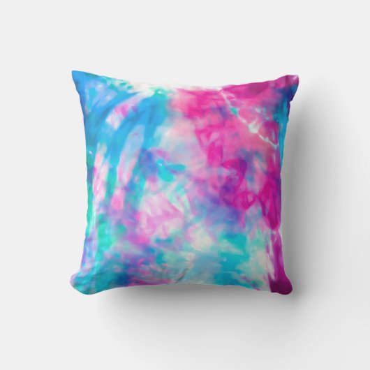 Coussin Cool Artsy Girly Purple Rose Blue Tie Dye Motif (Recto)