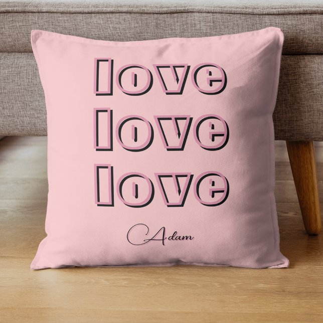 Coussin Cool Candy Rose Clair 3 x Amour | Rose Pastel (Créateur téléchargé)