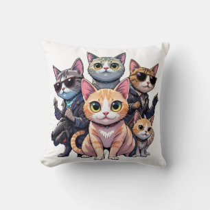 Coussin "Cool Cat Squad Gang rétro Kittens