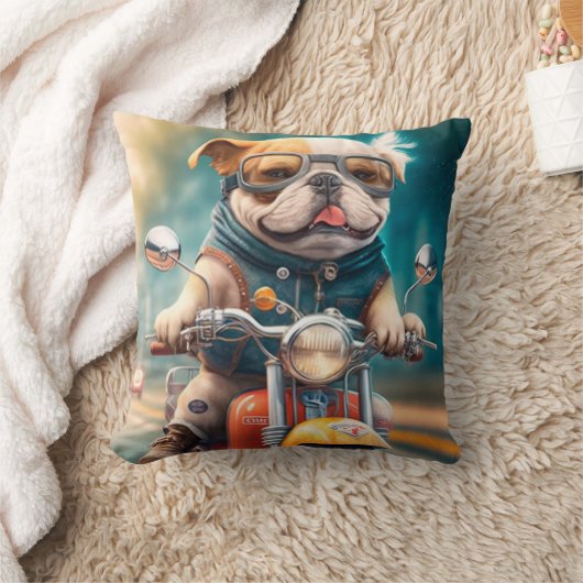 Coussin Cool chien motards conduite vélos jetez mignon ore (Couverture)
