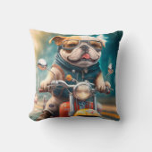 Coussin Cool chien motards conduite vélos jetez mignon ore (Recto)
