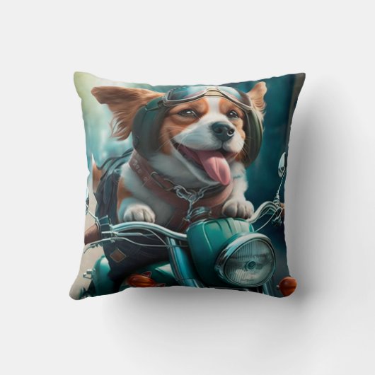 Coussin Cool chien motards conduite vélos jetez mignon ore (Verso)